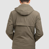 Geacă bărbați cu glugă și croială dreaptă, kaki