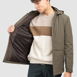 Geacă bărbați cu glugă și croială dreaptă, kaki