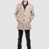 Palton bărbați din lână și cașmir cu croială clasică, bej