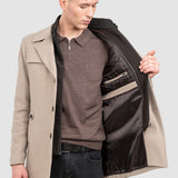 Palton bărbați din lână și cașmir cu croială clasică, bej