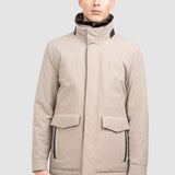 Geacă bărbați cu guler înalt și buzunare aplicate, bej