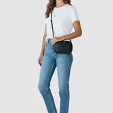 Geantă damă cu fermoar dublu, negru/bordo