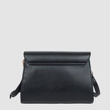 Geantă damă neagră cu clapetă și bareta reglabilă