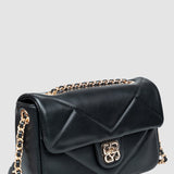 Geantă damă neagră cu clapetă matlasată și lanț