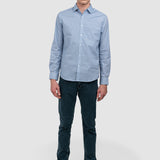 Cămașă bărbați slim fit din bumbac cu microprint albastru