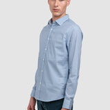 Cămașă bărbați slim fit din bumbac cu microprint albastru