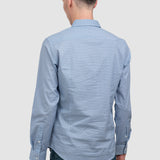 Cămașă bărbați slim fit din bumbac cu microprint albastru