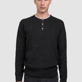 Pulover bărbați cu guler rotund și textură fină tricotată