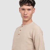 Pulover bărbați cu guler rotund și textură fină tricotată