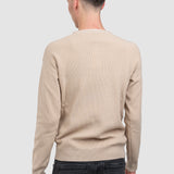 Pulover bărbați cu guler rotund și textură fină tricotată