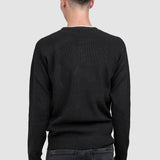 Pulover bărbați cu guler rotund și textură fină tricotată