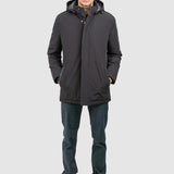 Geacă bărbați cu glugă integrată și fermoar frontal, bleumarin