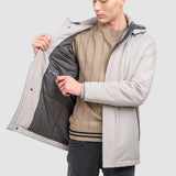 Geacă bărbați cu glugă și închidere frontală, gri