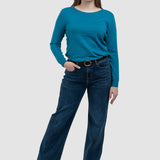 Pulover de damă turcoaz pentru iarnă, cu textură moale și croială confortabilă