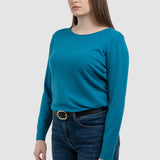 Pulover de damă turcoaz pentru iarnă, cu textură moale și croială confortabilă