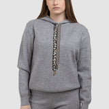 Compleu femei gri cu hanorac cu glugă și pantaloni tricot