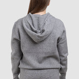 Compleu femei gri cu hanorac cu glugă și pantaloni tricot