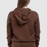 Compleu femei maro cu hanorac cu glugă și pantaloni tricot