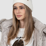 Căciulă femei Agbo lână merino și cașmir alb