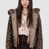 Jachetă damă cu imprimeu leopard maro mix