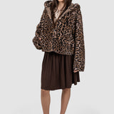 Jachetă damă cu imprimeu leopard maro mix