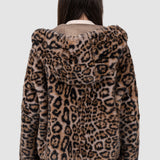 Jachetă damă cu imprimeu leopard maro mix