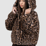 Jachetă damă cu imprimeu leopard maro mix