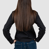 Cămașă damă neagră cu guler clasic