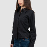 Cămașă damă neagră cu guler clasic