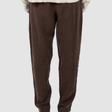 Pantaloni damă din raiat maro cu talie elastică