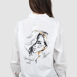 Cămașă femei Bebe Plus albă cu broderie decorativă spate