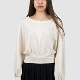 Bluză damă crem cu talie elastică