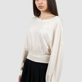 Bluză damă crem cu talie elastică