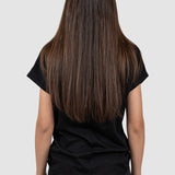Tricou femei bumbac cu imprimeu aplicat negru