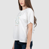 Tricou femei alb cu imprimeu floral