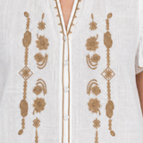 Bluză damă din bumbac cu broderie și volane crem/bej