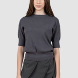 Compleu damă gri tricotat cu fustă asimetrică