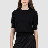 Compleu damă negru tricotat cu fustă asimetrică