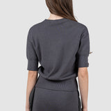 Compleu damă gri tricotat cu fustă asimetrică