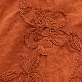 Cămașă damă din bumbac cu broderie florală cărămiziu