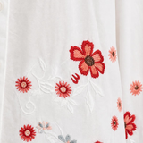 Cămașă damă din bumbac cu broderie florală albă