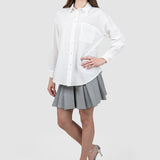 Fustă damă gri plisată scurtă cu talie elastică