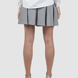 Fustă damă gri plisată scurtă cu talie elastică