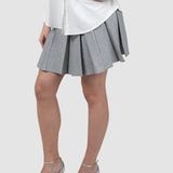 Fustă damă gri plisată scurtă cu talie elastică