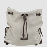 Rucsac pentru femei de tip sac cu detalii din piele ecologică, Crem/Maro