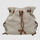 Rucsac pentru femei de tip sac cu detalii din piele ecologică, Crem/Camel