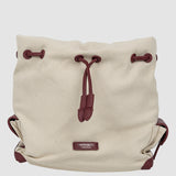 Rucsac pentru femei de tip sac cu detalii din piele ecologică, Crem/Bordo