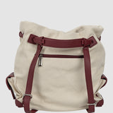 Rucsac pentru femei de tip sac cu detalii din piele ecologică, Crem/Bordo