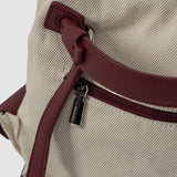 Rucsac pentru femei de tip sac cu detalii din piele ecologică, Crem/Bordo