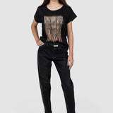 Pantaloni denim damă slim fit din bumbac stretch negri